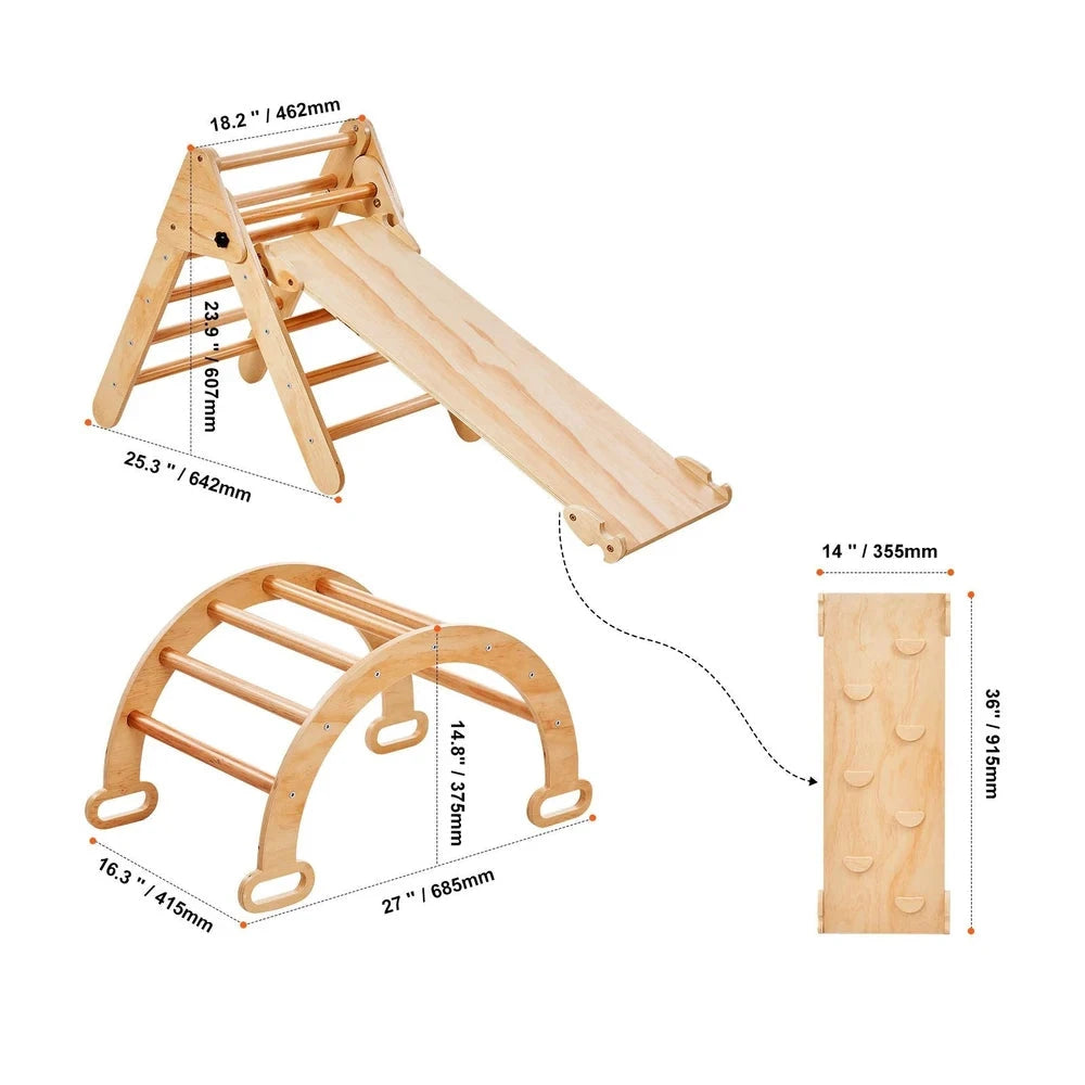 9-in-1 Wooden Montessori Jungle Gym – Pikler Climbing Set for Toddlers