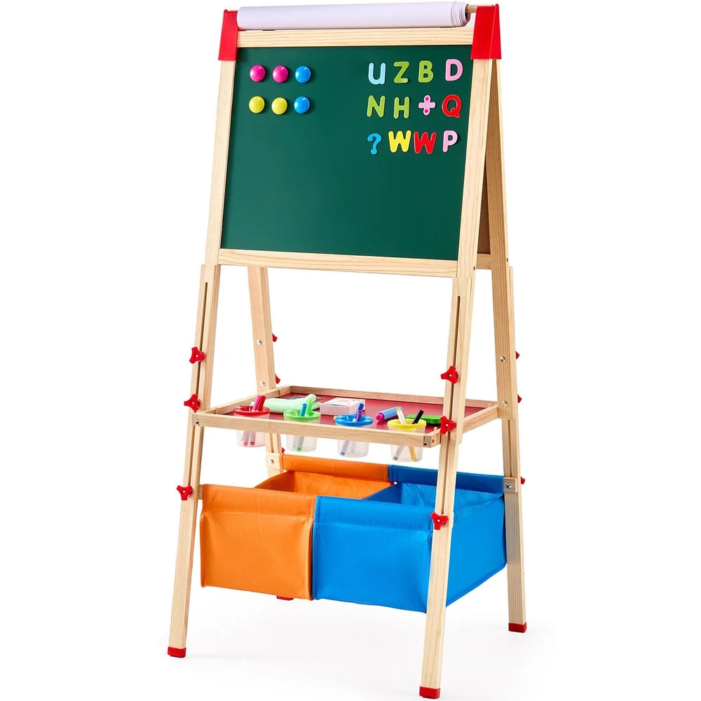 3-in-1 Kids Art Easel – Chalkboard, Whiteboard & Paper Roll Station