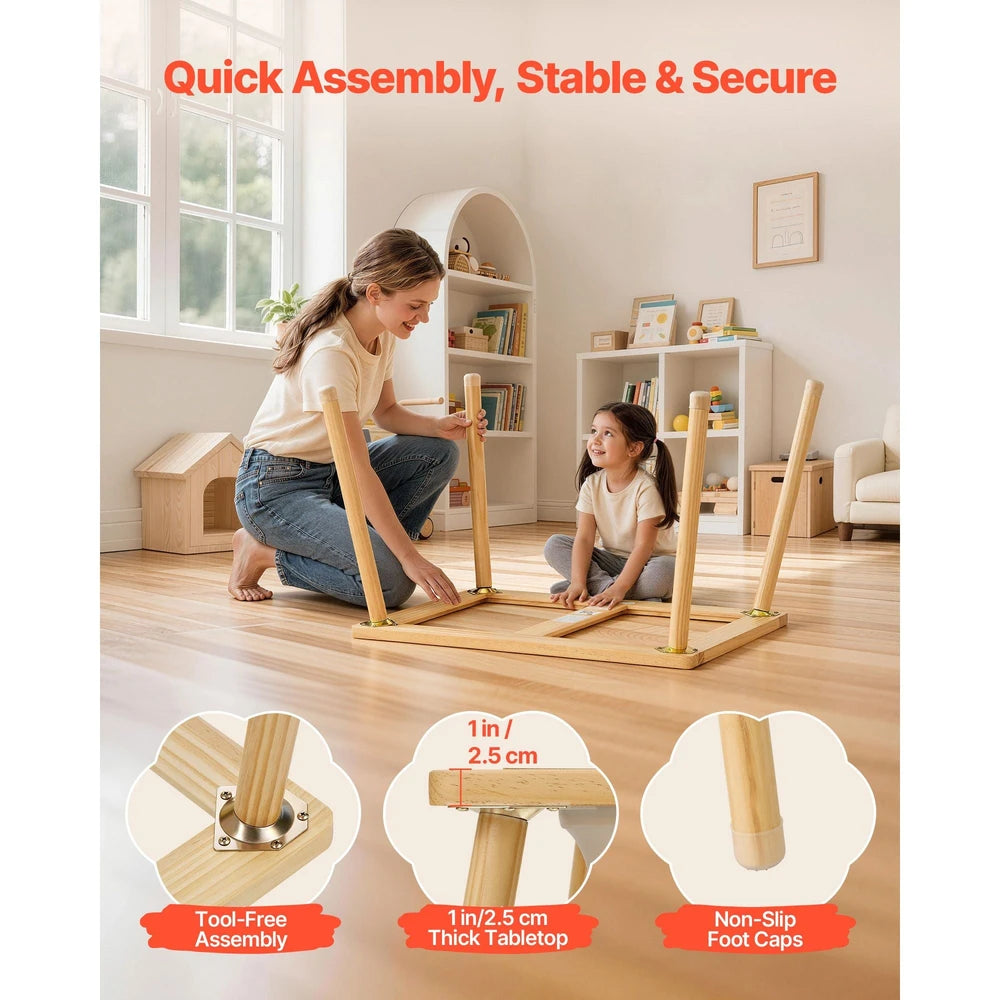 Kids Wooden Activity Table – Multi-Use Sensory Play Table, Ages 3-6