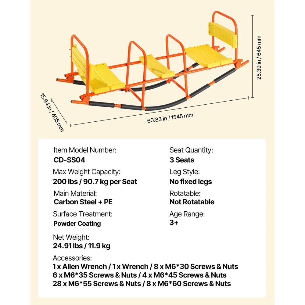 Metal Kids Teeter Totter – Durable Outdoor Seesaw for Two