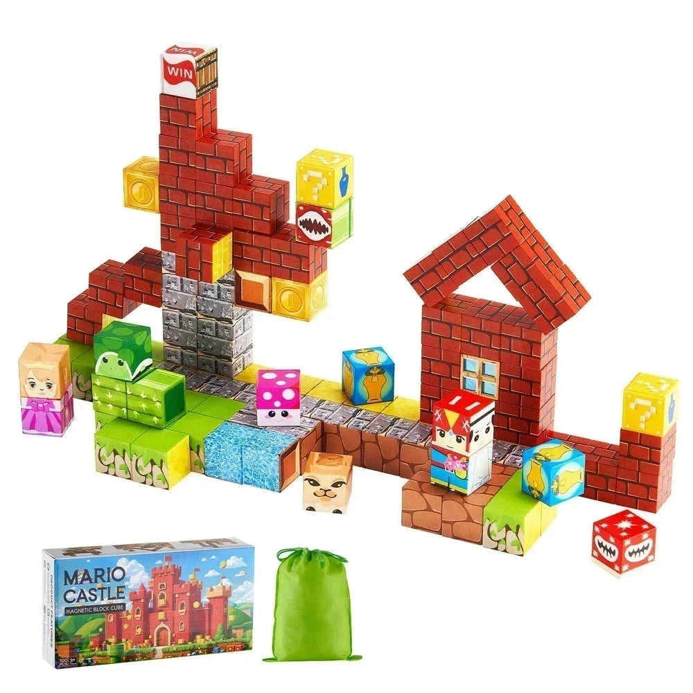 Magnetic Building Cubes 100 PCS – Castle STEM Construction Set, Ages 3+