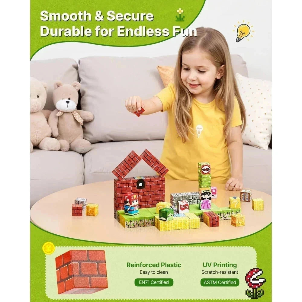 Magnetic Building Cubes 100 PCS – Castle STEM Construction Set, Ages 3+