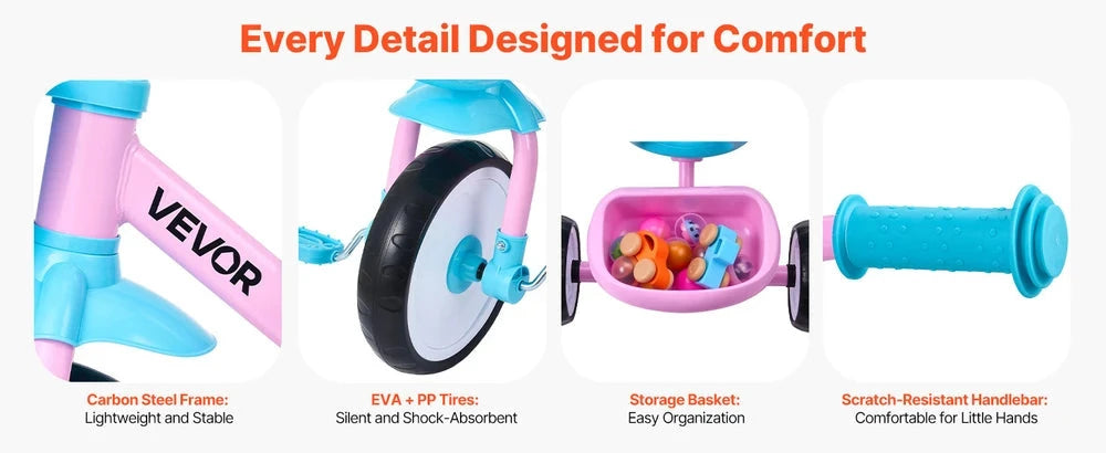 Toddler Tricycle – Adjustable Beginner Trike for Kids