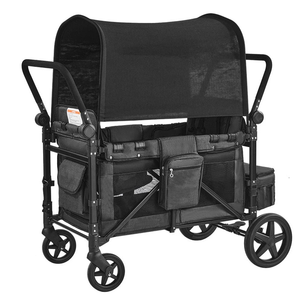 4-Seat Wagon Stroller – Foldable Push-Pull Wagon for Kids