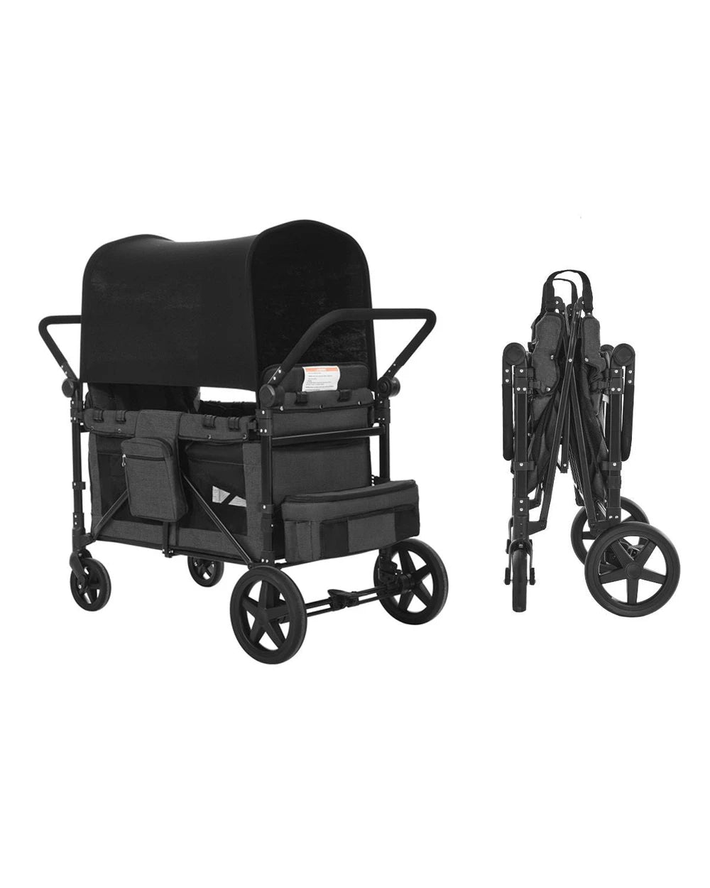 4-Seat Wagon Stroller – Foldable Push-Pull Wagon for Kids