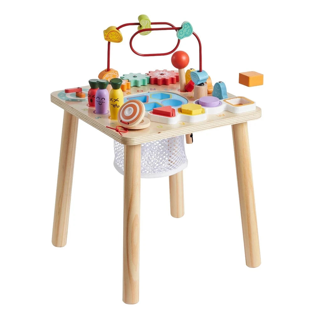 Wooden Montessori Activity Table – Multi-Activity Sensory Play Table for Toddlers