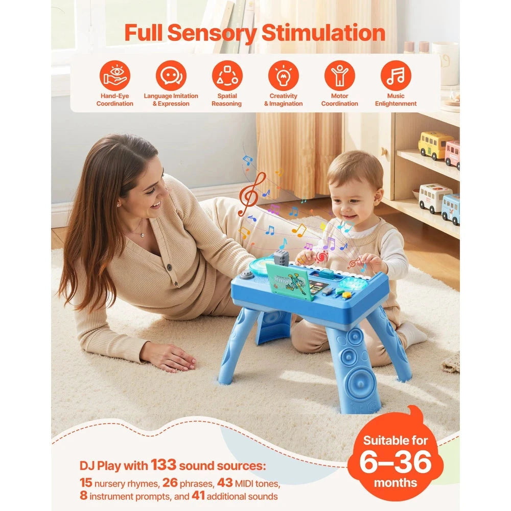 Interactive Toddler DJ Turntable – Musical Mixing Toy with Lights & 16 Games