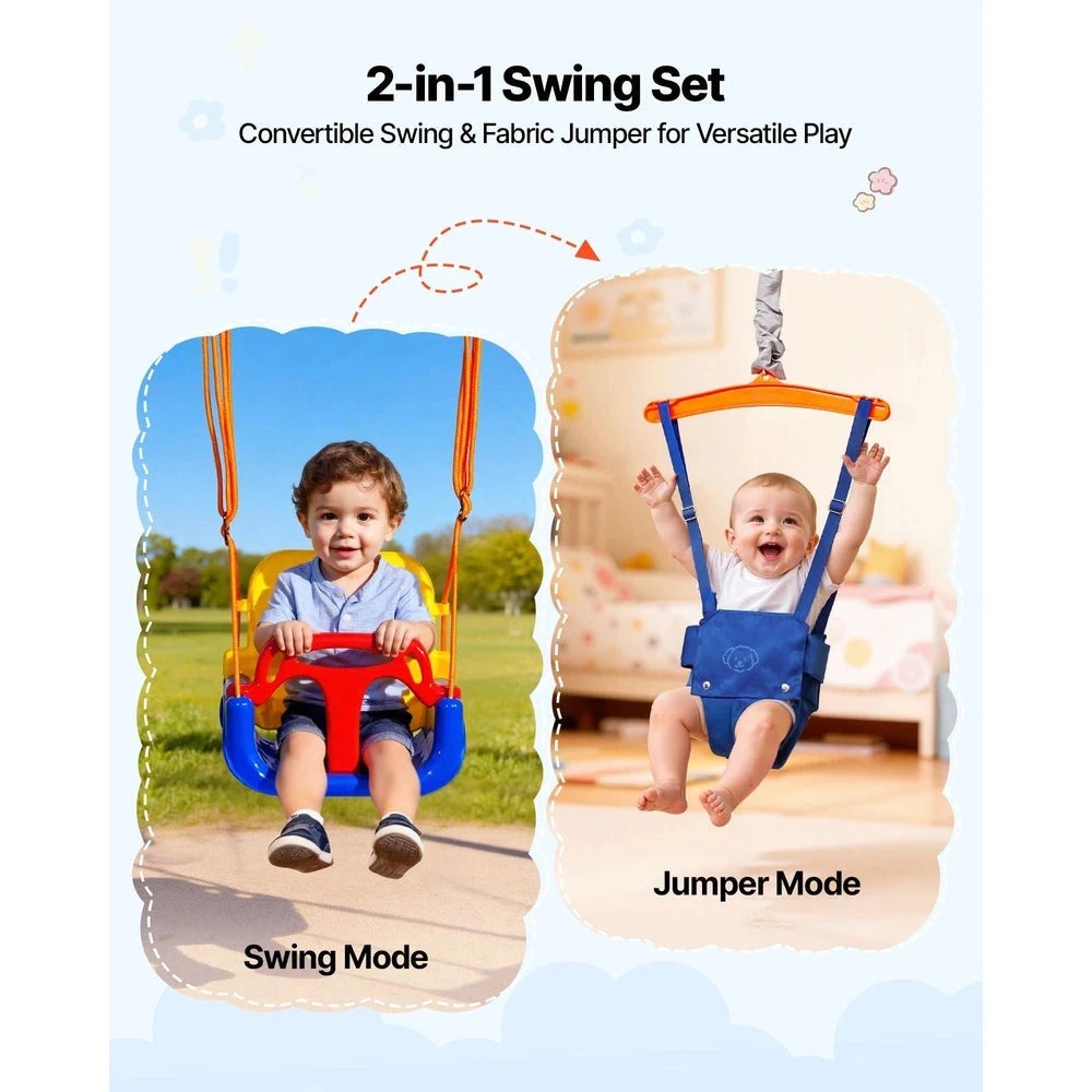 2-in-1 Toddler Swing & Jumper – Indoor/Outdoor Bouncer with Plastic Seat