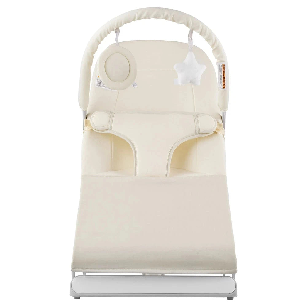 Folding Portable Infant Bouncer – Soothing Baby Bouncer Seat (Beige)