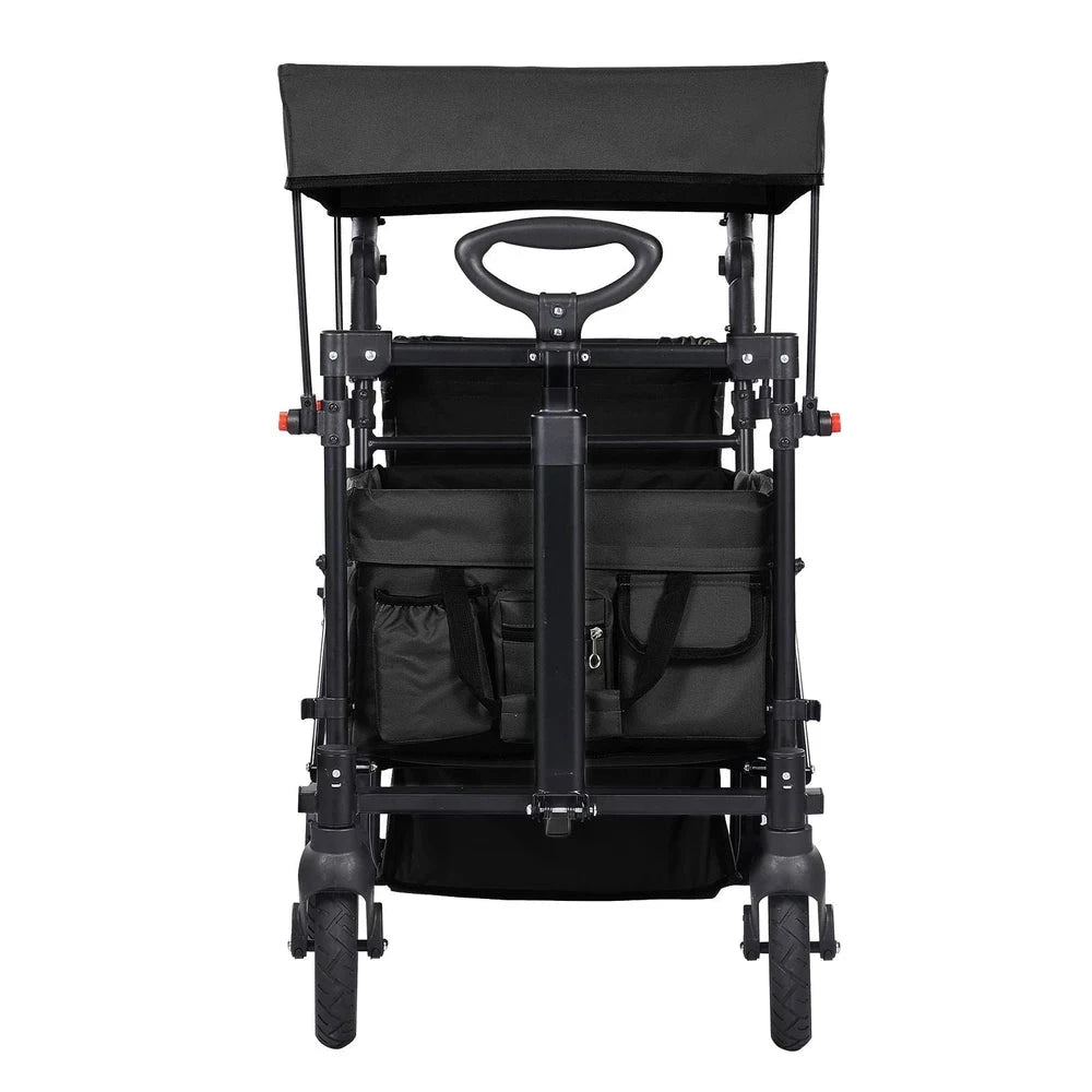 Collapsible Tandem Wagon Stroller – Double-Seat Push-Pull Wagon for Kids