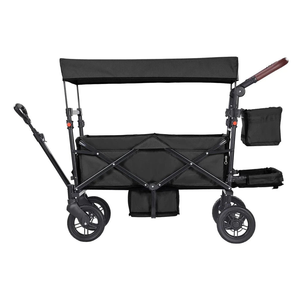 Collapsible Tandem Wagon Stroller – Double-Seat Push-Pull Wagon for Kids