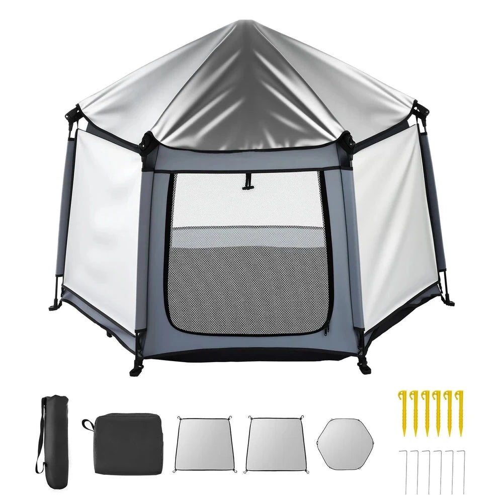 Portable Pop-Up Baby Playpen – Travel Play Yard with Protective Canopy
