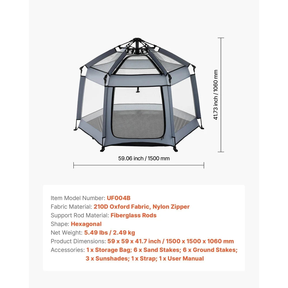 Portable Pop-Up Baby Playpen – Travel Play Yard with Protective Canopy