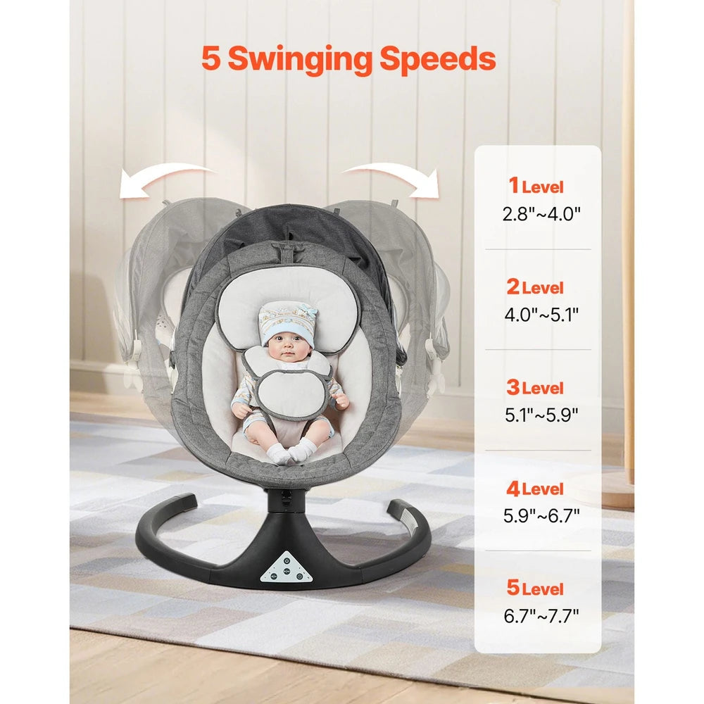 5-Speed Baby Rocker – Adjustable Infant Swing with 3 Recline Angles