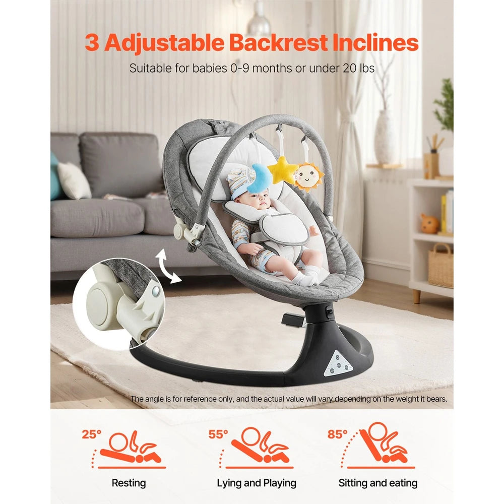 5-Speed Baby Rocker – Adjustable Infant Swing with 3 Recline Angles