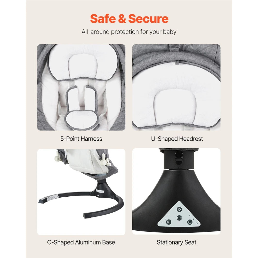 5-Speed Baby Rocker – Adjustable Infant Swing with 3 Recline Angles