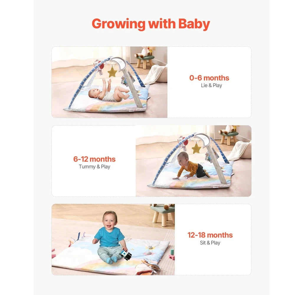 Space-Themed Baby Activity Mat – Sensory Play Gym with Musical Rocket