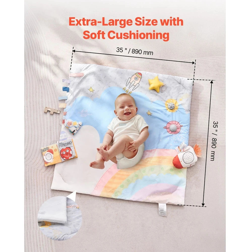 Space-Themed Baby Activity Mat – Sensory Play Gym with Musical Rocket