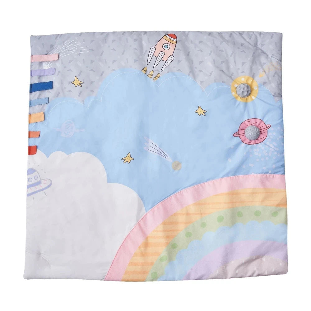 Space-Themed Baby Activity Mat – Sensory Play Gym with Musical Rocket