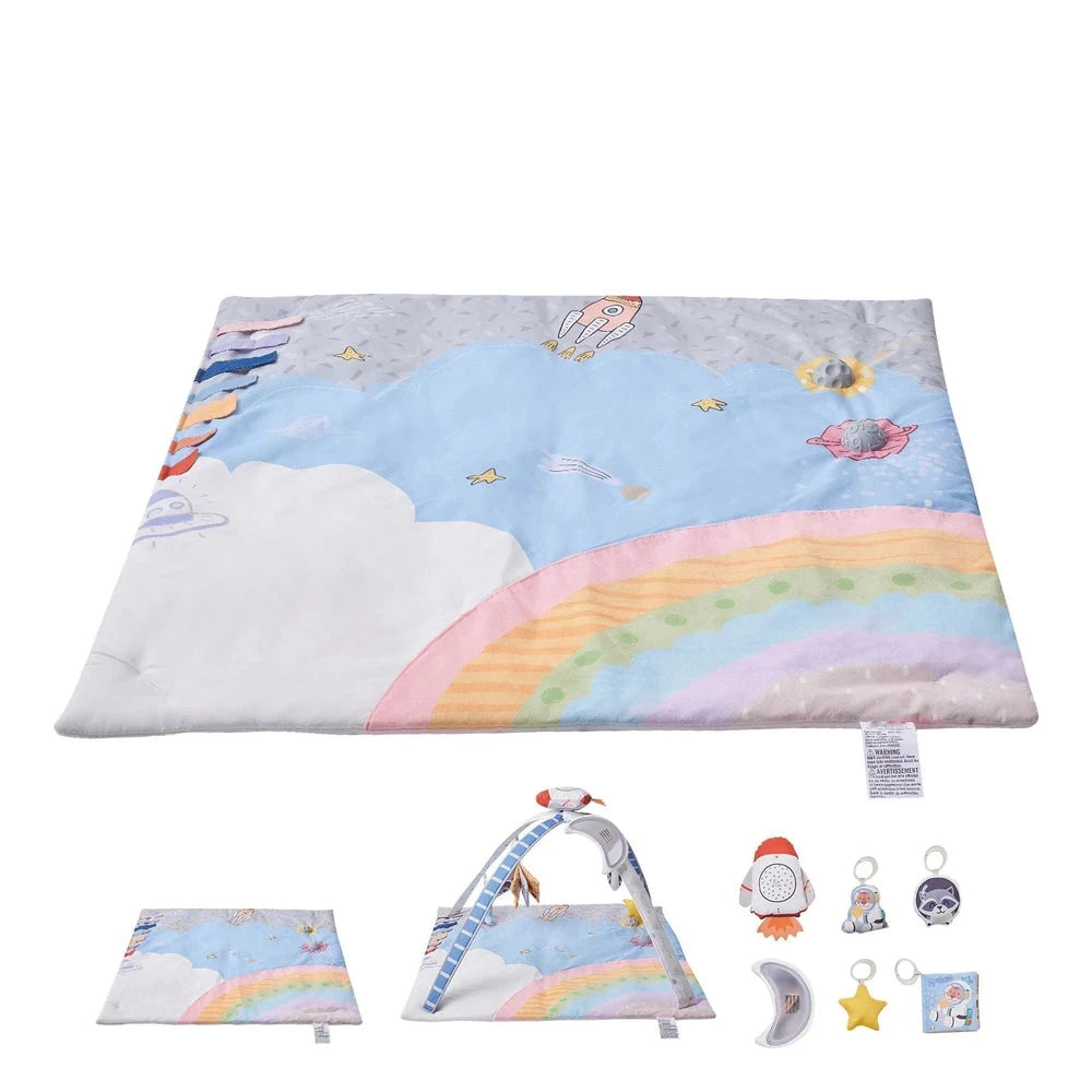 Space-Themed Baby Activity Mat – Sensory Play Gym with Musical Rocket