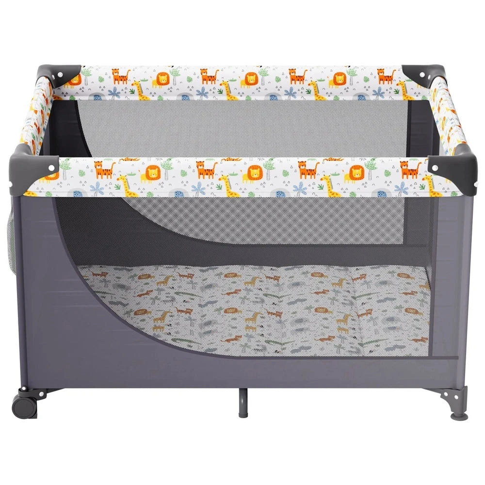 Portable Baby Playpen – Foldable Play Yard with Wheels