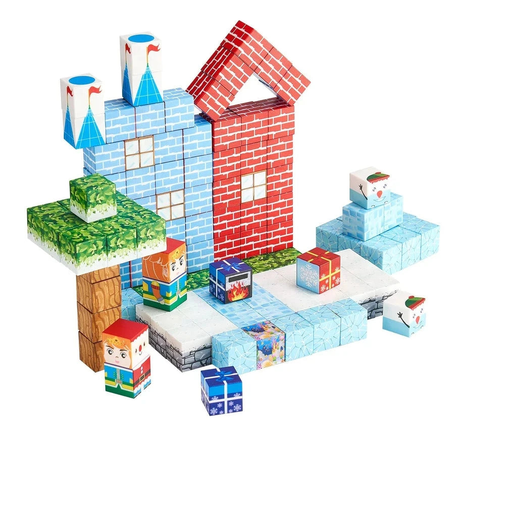 Magnetic Building Cubes 150 PCS – Glacier Castle STEM Construction Set, Ages 3+