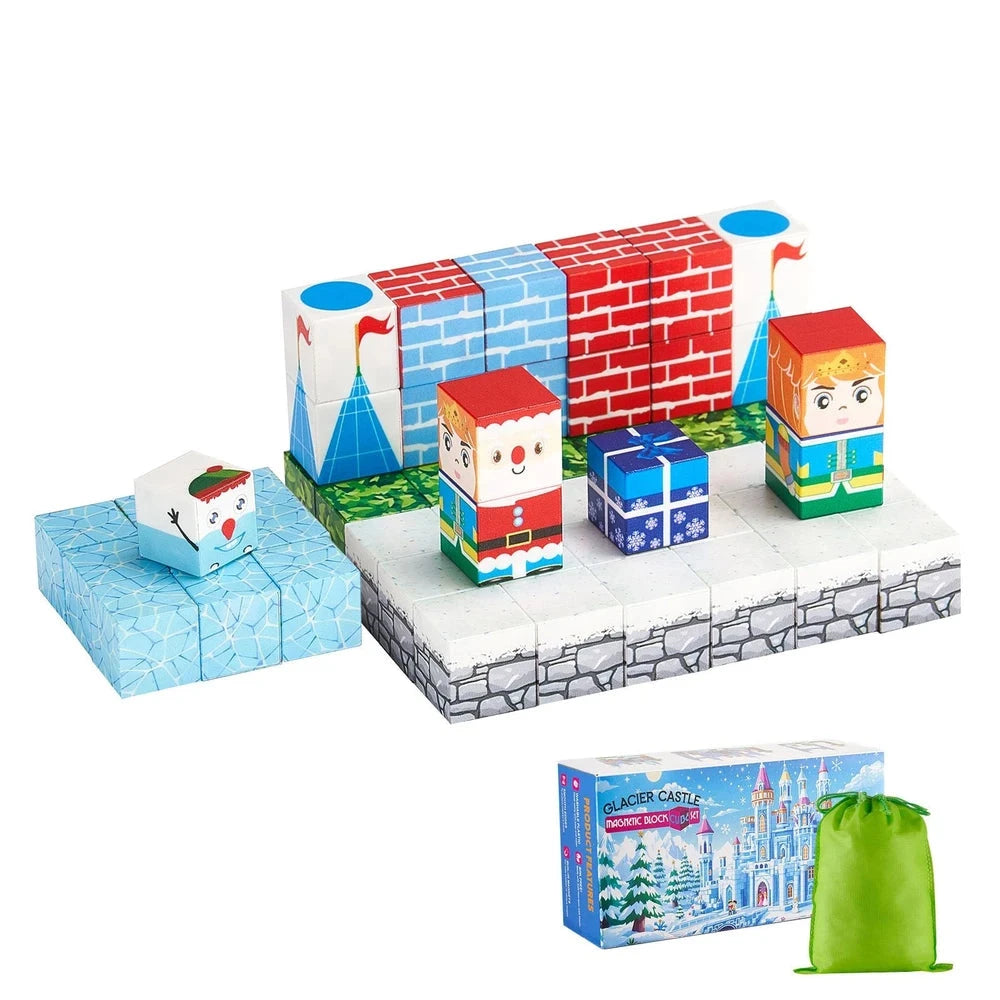 Magnetic Building Cubes 150 PCS – Glacier Castle STEM Construction Set, Ages 3+