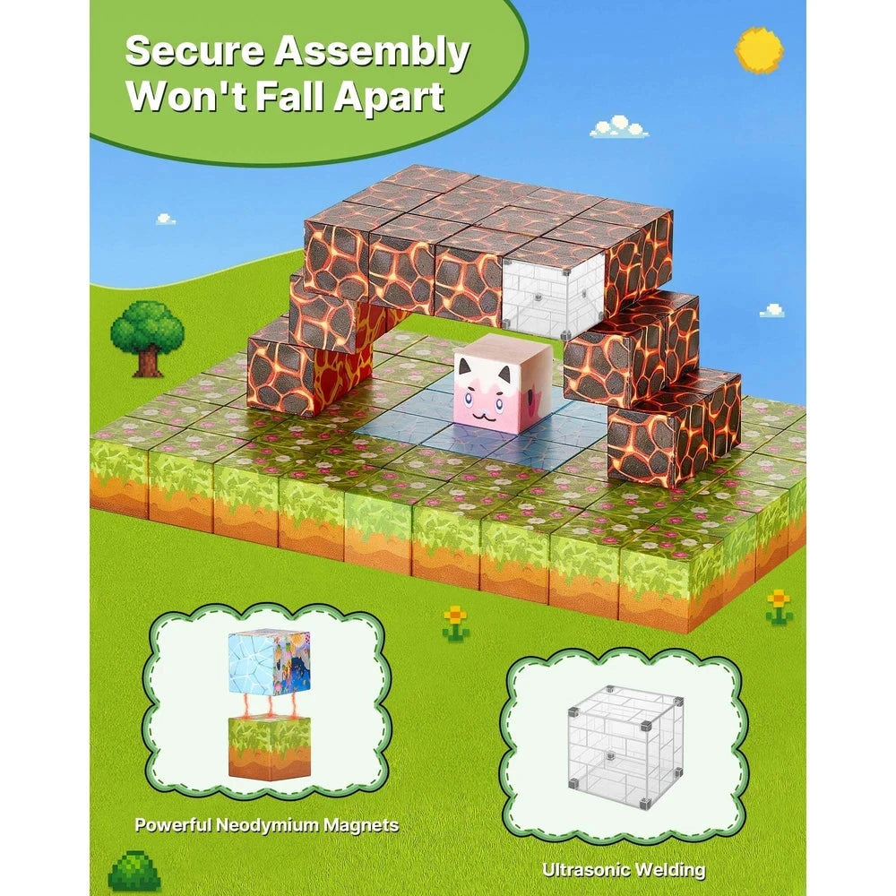 Magnetic Building Cubes 150 PCS – Forest Castle STEM Construction Set, Ages 3+