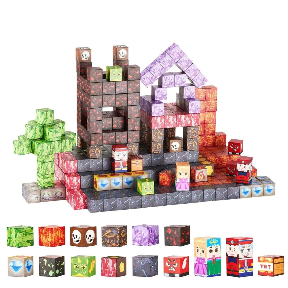 Magnetic Building Cubes 100 PCS – Dark Castle STEM Construction Set, Ages 3+