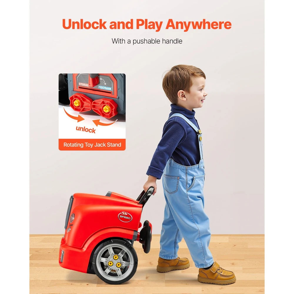 Car Engine Mechanic Set 60 PCS – STEM Build & Drive Toy, Ages 3+ (Red)