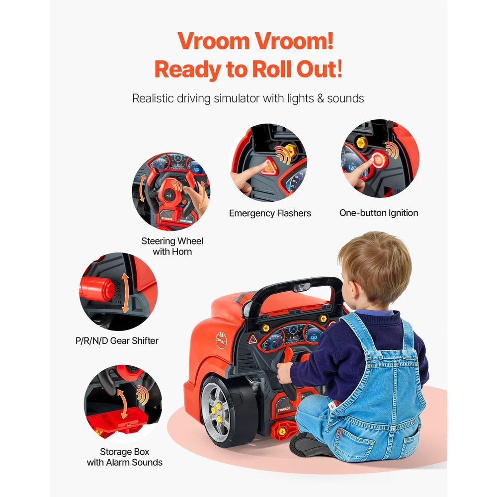 Car Engine Mechanic Set 60 PCS – STEM Build & Drive Toy, Ages 3+ (Red)