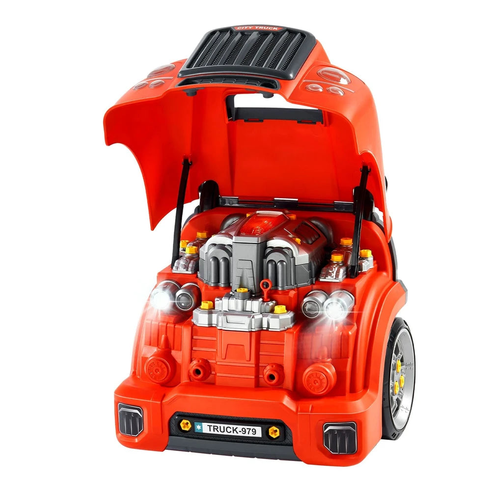Car Engine Mechanic Set 60 PCS – STEM Build & Drive Toy, Ages 3+ (Red)