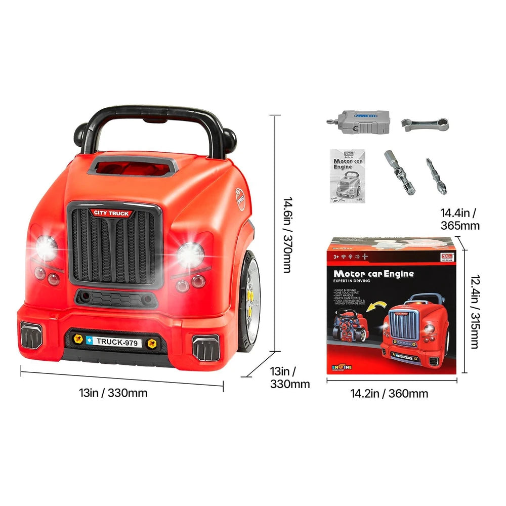 Car Engine Mechanic Set 60 PCS – STEM Build & Drive Toy, Ages 3+ (Red)