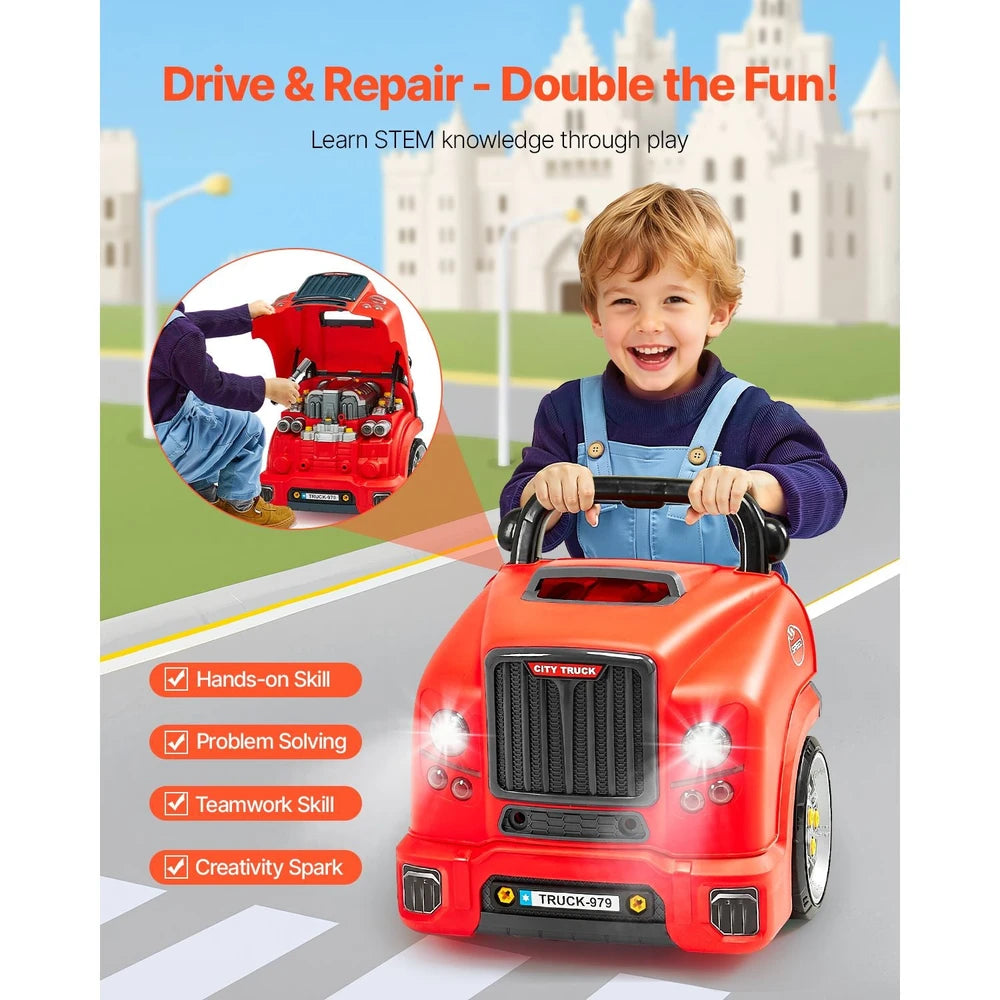 Car Engine Mechanic Set 60 PCS – STEM Build & Drive Toy, Ages 3+ (Red)