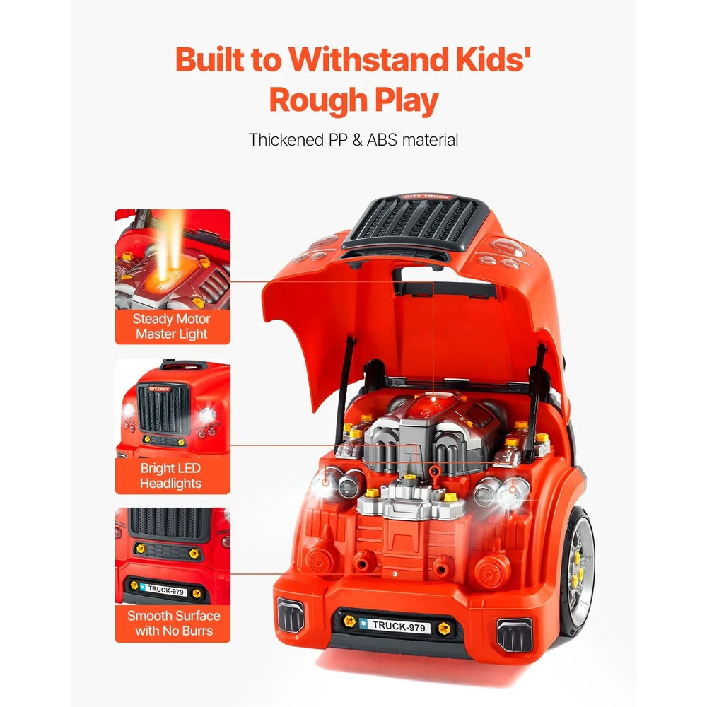 Car Engine Mechanic Set 60 PCS – STEM Build & Drive Toy, Ages 3+ (Red)