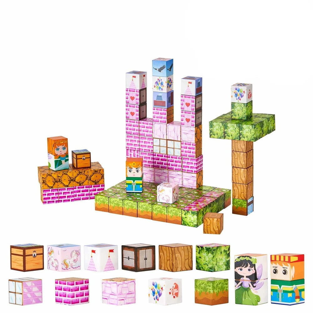Magnetic Building Cubes 100 PCS – Princess Castle STEM Construction Set, Ages 3+