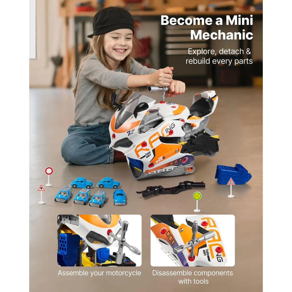 Motorcycle Mechanic Set 25 PCS – STEM Build-Your-Own Toy, Ages 3+ (Yellow)