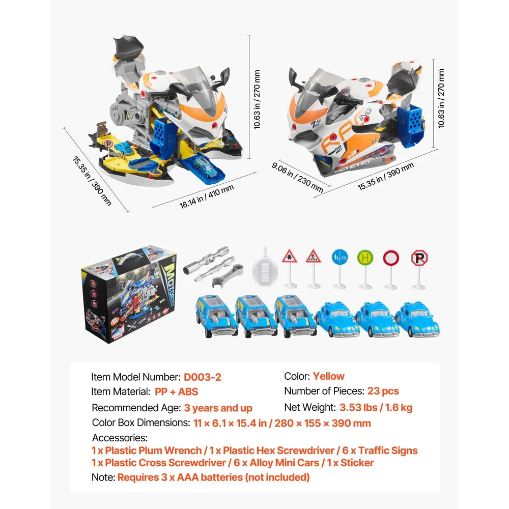 Motorcycle Mechanic Set 25 PCS – STEM Build-Your-Own Toy, Ages 3+ (Yellow)
