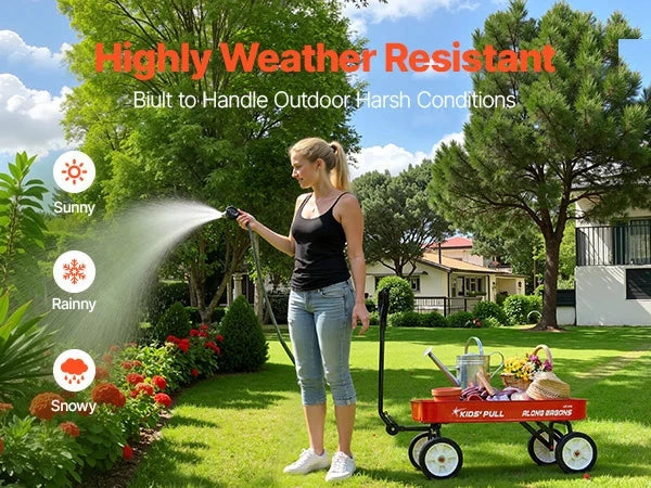 Pull-Along Wagon for Kids – Folding Utility Wagon, 176 lb Capacity (Red)