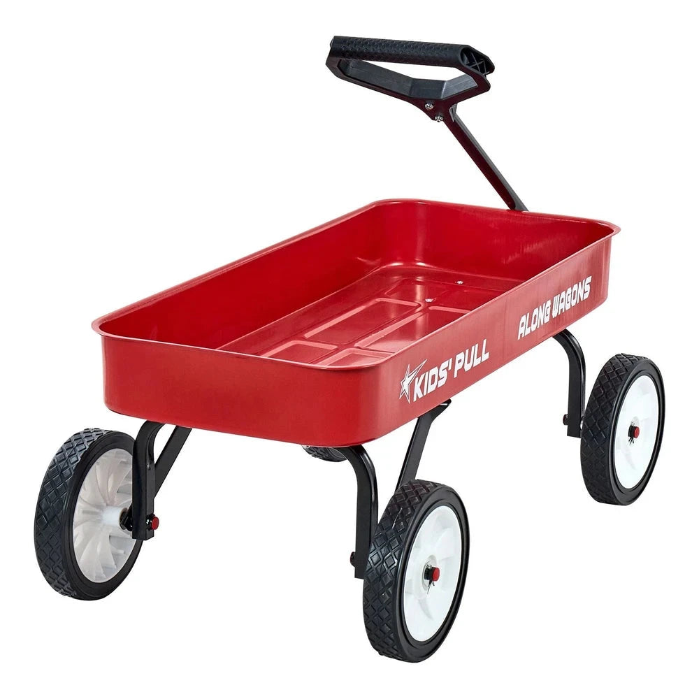 Pull-Along Wagon for Kids – Folding Utility Wagon, 176 lb Capacity (Red)