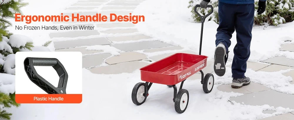 Pull-Along Wagon for Kids – Folding Utility Wagon, 176 lb Capacity (Red)