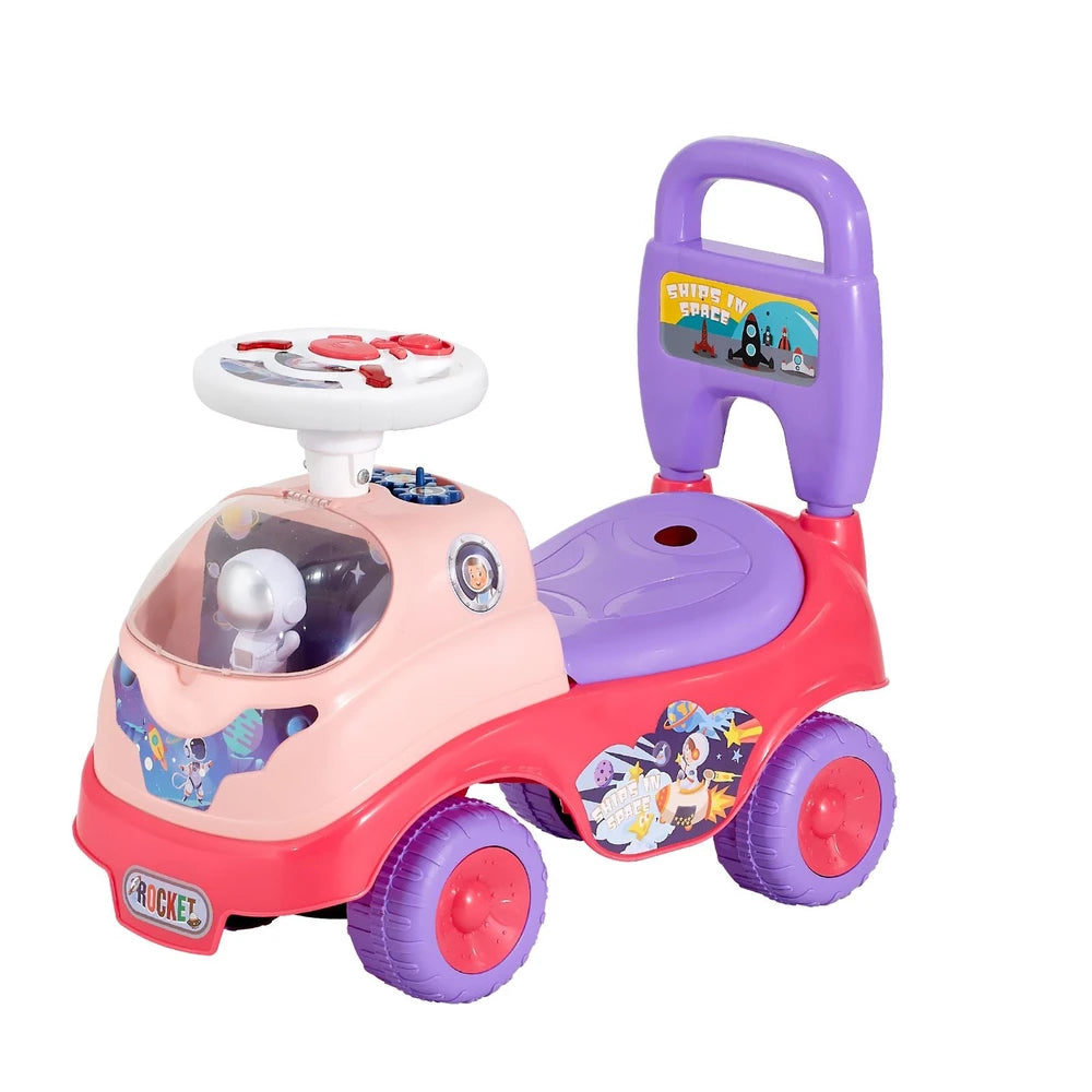 Toddler Ride-On Push Car – Ride-On Racer with Horn & Storage (Pink)