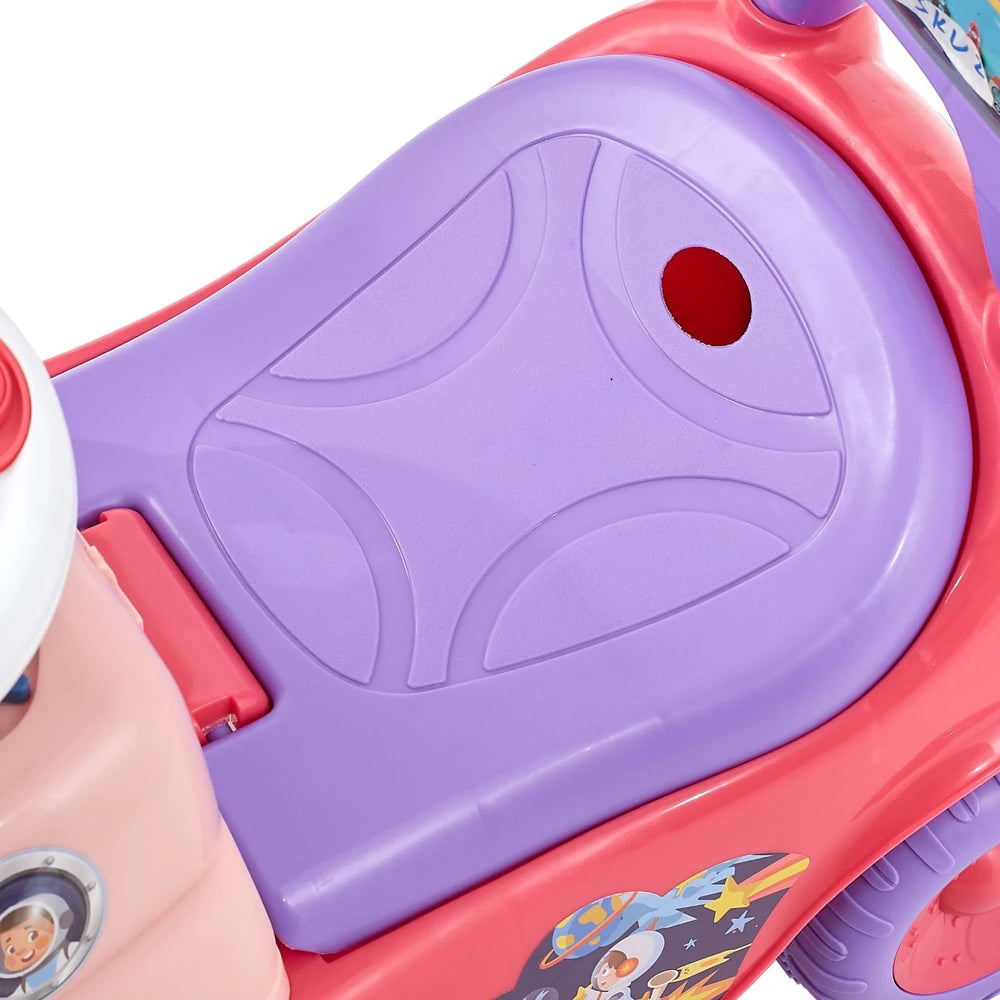 Toddler Ride-On Push Car – Ride-On Racer with Horn & Storage (Pink)