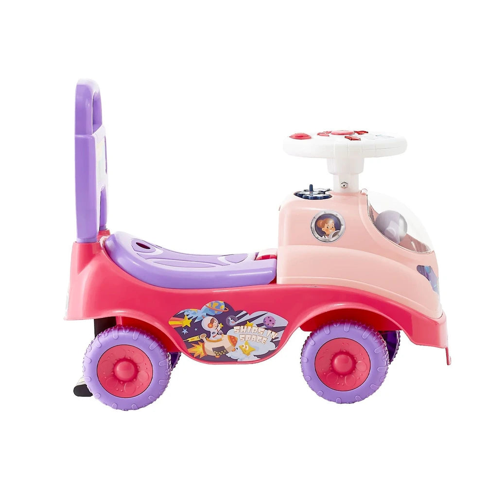 Toddler Ride-On Push Car – Ride-On Racer with Horn & Storage (Pink)