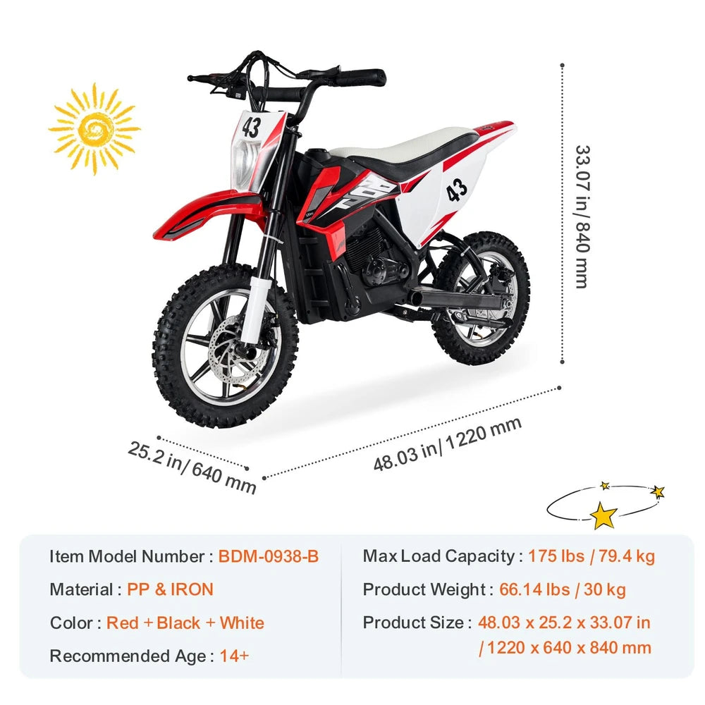 Kids 36V Electric Motorcycle – Battery-Powered Ride-On with Non-Slip Tires