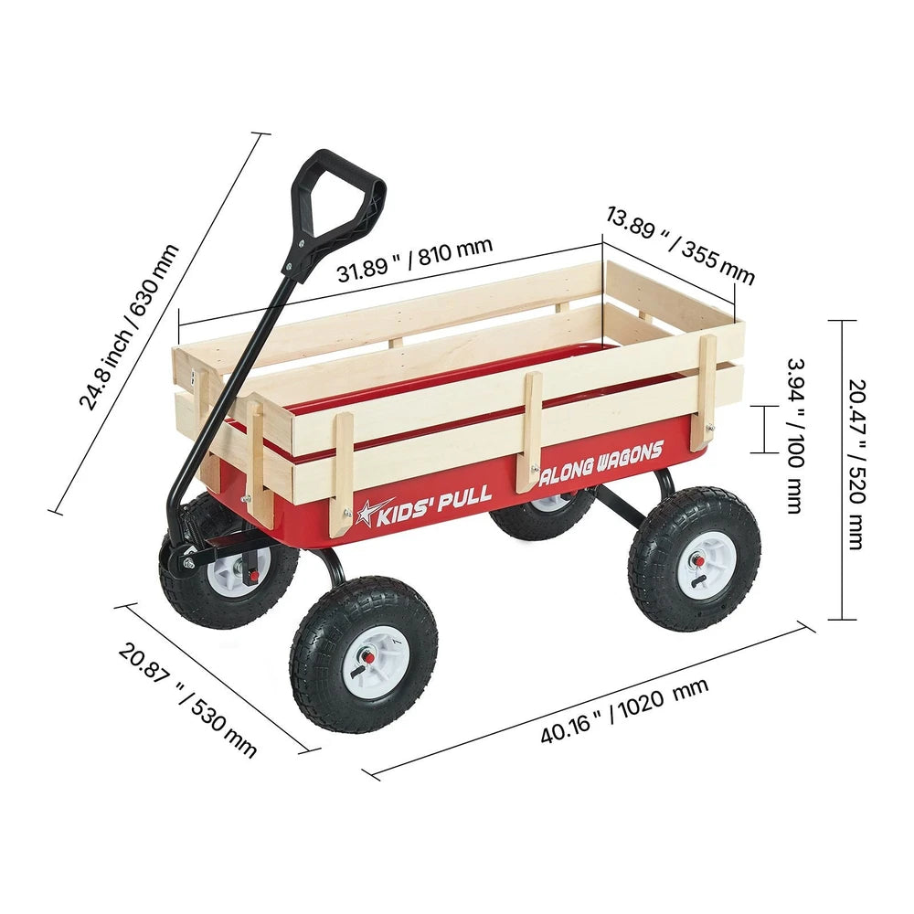 Pull-Along Wagon for Kids – Heavy-Duty Utility Wagon, 330 lb Capacity (Red)