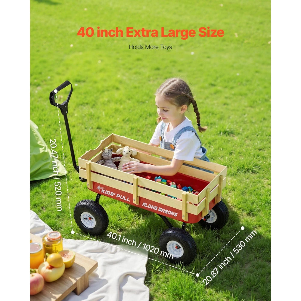 Pull-Along Wagon for Kids – Heavy-Duty Utility Wagon, 330 lb Capacity (Red)