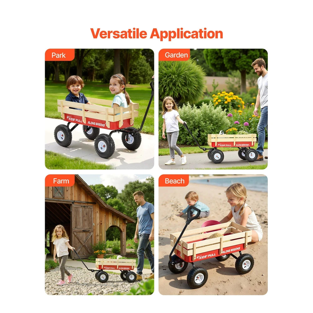Pull-Along Wagon for Kids – Heavy-Duty Utility Wagon, 330 lb Capacity (Red)