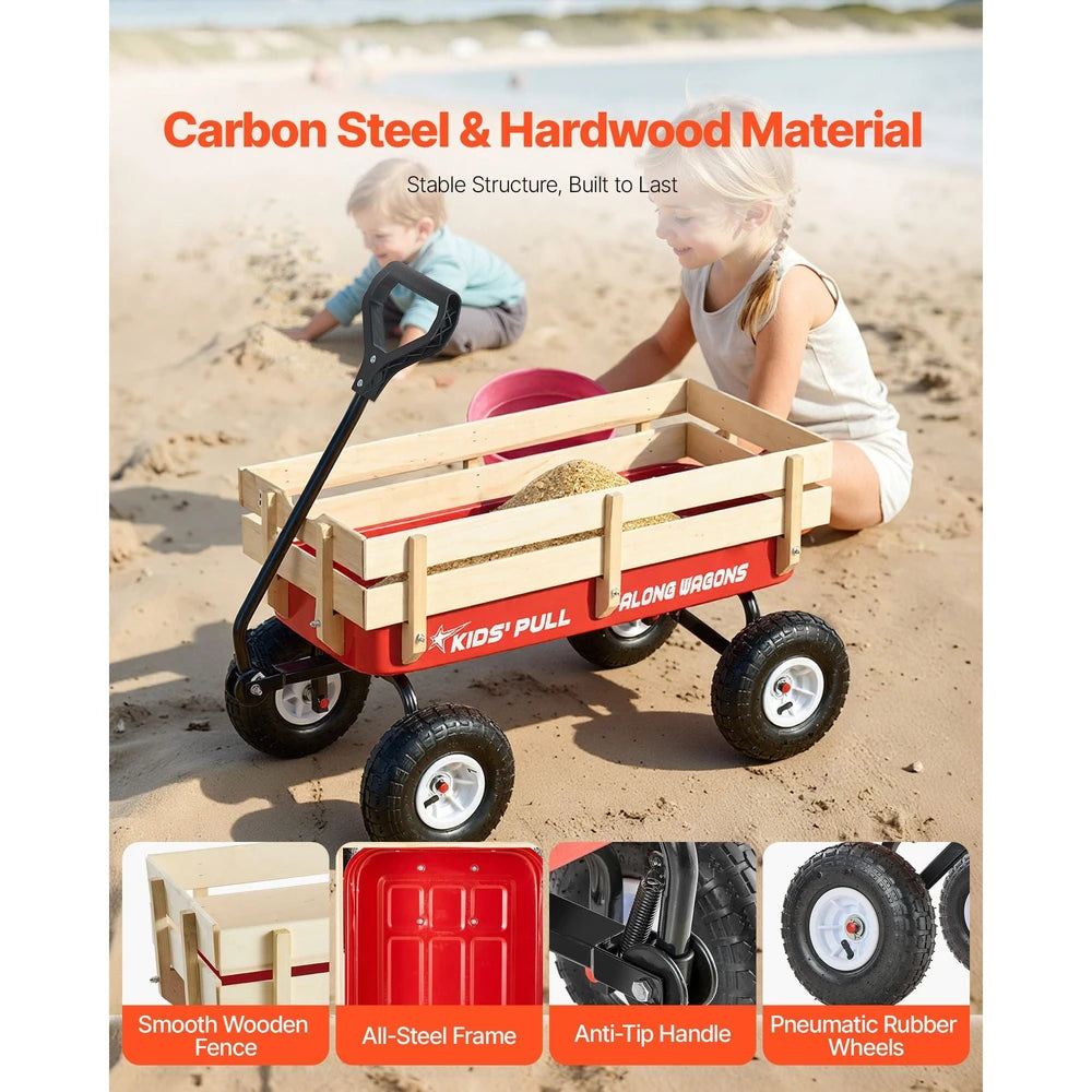 Pull-Along Wagon for Kids – Heavy-Duty Utility Wagon, 330 lb Capacity (Red)