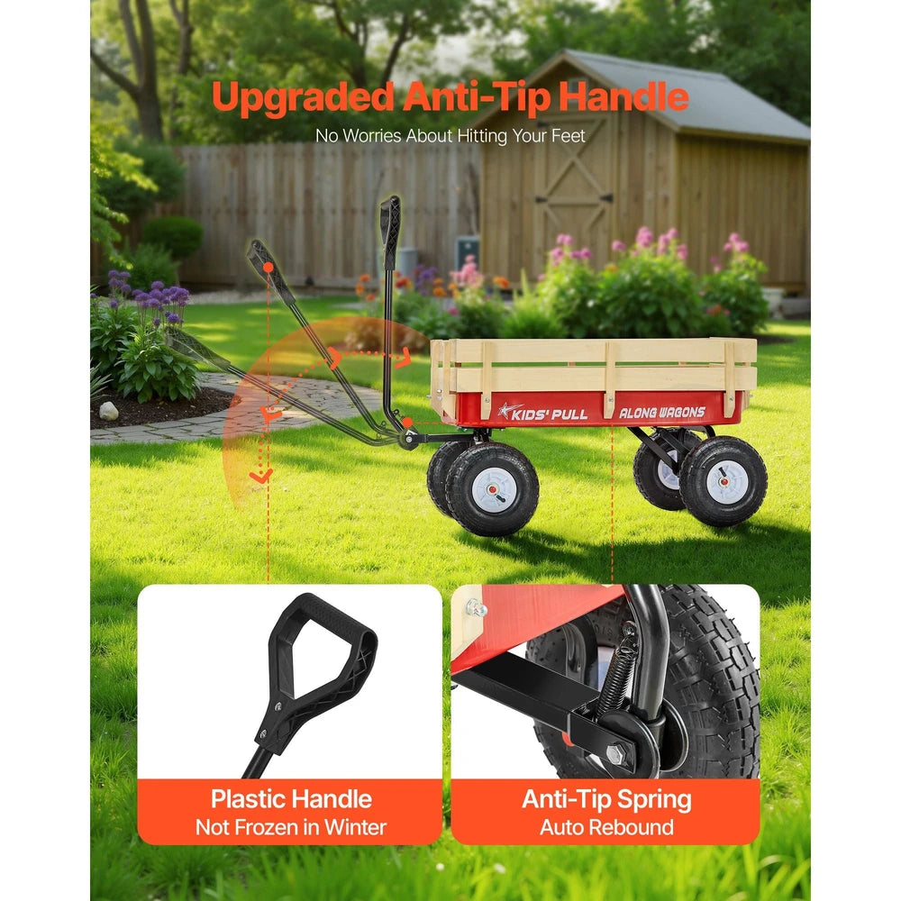Pull-Along Wagon for Kids – Heavy-Duty Utility Wagon, 330 lb Capacity (Red)